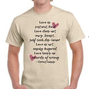 Valentine Day Shirt Love is Patient Kind Jesus Corinthians 13 Christian Graphic